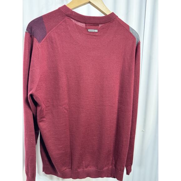 Erdos Mens Xl PURE CASHMERE Jumper Sweater CRANBERRY RED Vneck Pullover mens LG - Picture 4 of 7